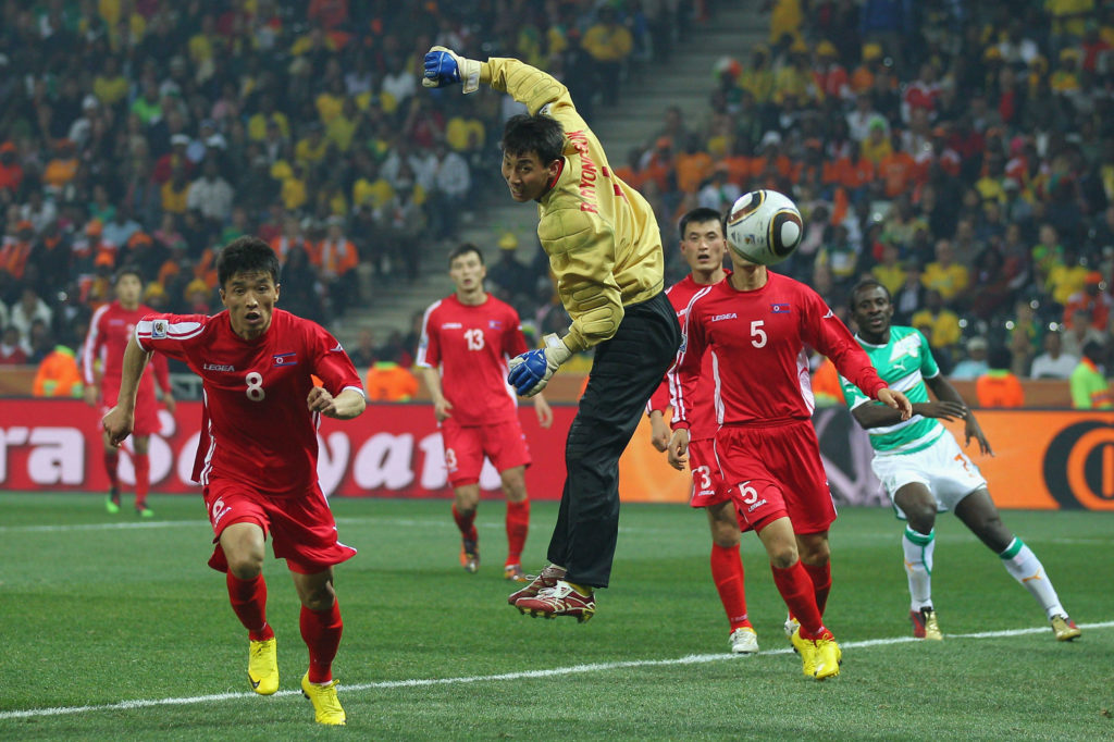 North Korean teams playing soccer